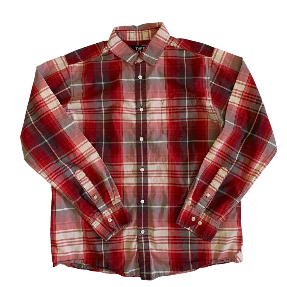 The North Face Men's Size L Button Up Long Sleeve Plaid Adult Shirt